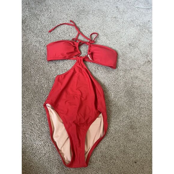 NWT J.Crew Red Cutout One Piece Swimsuit 8 - Picture 2 of 9